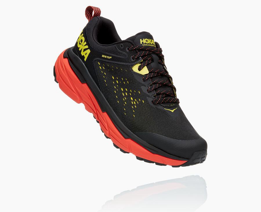 Hoka One One Challenger Atr 6 Gore-Tex - Men Trail Shoes - Black/Red,Australia CWQ-410768